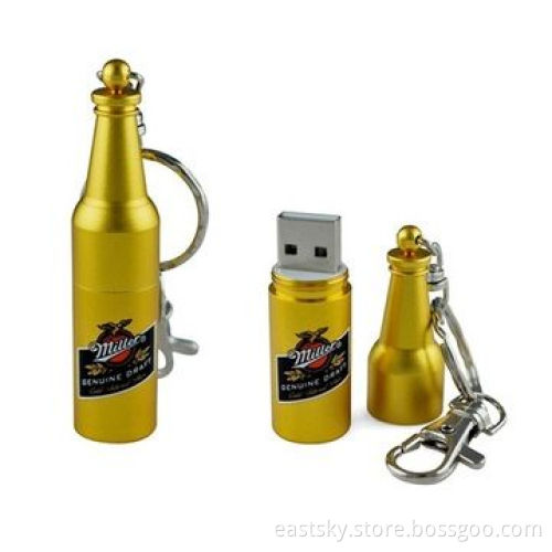 Metal Bottle Style USB Flash Drive with Built-in Password Protection, Supports Plug-and-play